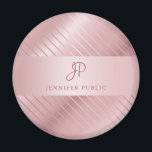 Aimant Monogramme Moderne Elegant Rose Modèle or<br><div class="desc">Monogramme Moderne Elegant Rose Or Modèle Arrondi Magnet.</div>