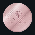 Aimant Monogramme Moderne Elegant Rose Modèle or<br><div class="desc">Monogramme Moderne Elegant Rose Or Modèle Arrondi Magnet.</div>