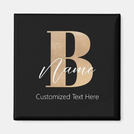 Aimant Monogramme moderne Initiale B & Nom Personnel (Devant)