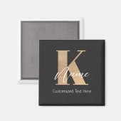 Aimant Monogramme moderne Initiale K & Nom Personnel (Recto/Verso)
