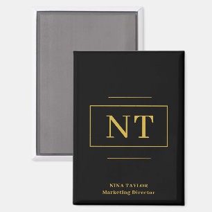 Aimant Monogramme Moderne Initiales Deux Or Noir