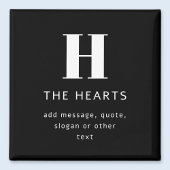 Aimant Monogramme Moderne Modifiable Nom & Message | Noir