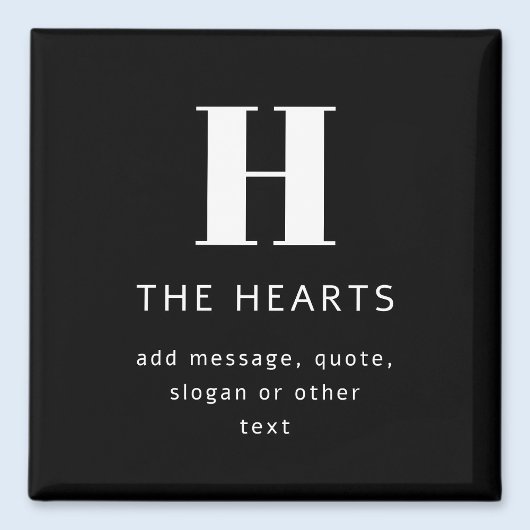 Aimant Monogramme Moderne Modifiable Nom & Message | Noir