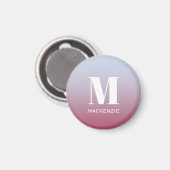 Aimant Monogramme moderne Nom initial Pink Blue Gradient (Recto/Verso)
