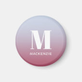 Aimant Monogramme moderne Nom initial Pink Blue Gradient (Devant)