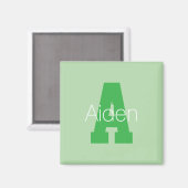 Aimant Monogramme moderne | Pale & Kelly Green (Recto/Verso)