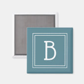 Aimant Monogramme Moderne Simple Lettre Initiale Turquois (Recto/Verso)