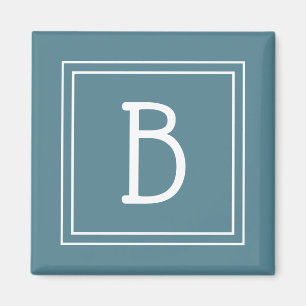 Aimant Monogramme Moderne Simple Lettre Initiale Turquois