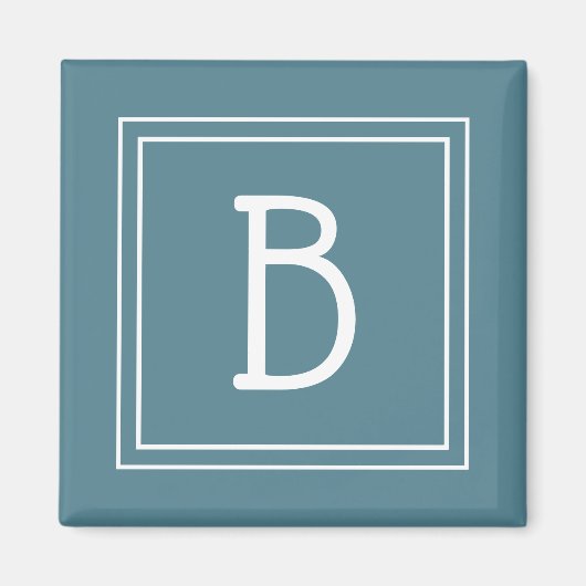 Aimant Monogramme Moderne Simple Lettre Initiale Turquois (Devant)