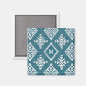 Aimant Monogramme | Motif bleu Turquoise Amadora (Recto/Verso)