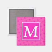 Aimant Monogramme motif rose chaud cercles (Recto/Verso)