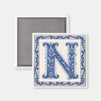 Aimant Monogramme N de l'héritage norvégien - Bleu