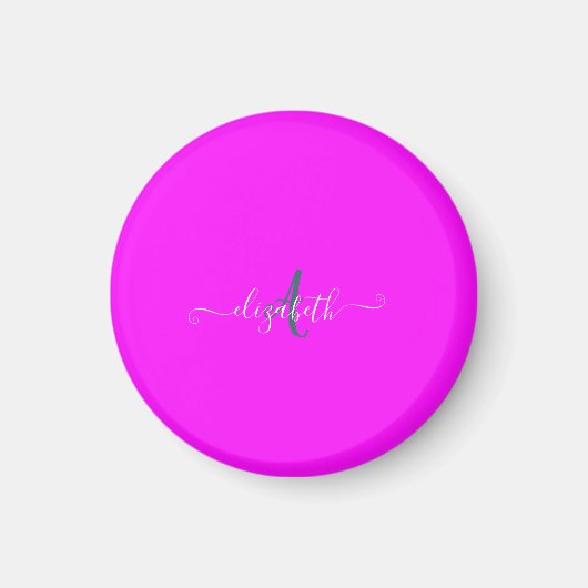 Aimant Monogramme néon fluorescent rose (Devant)
