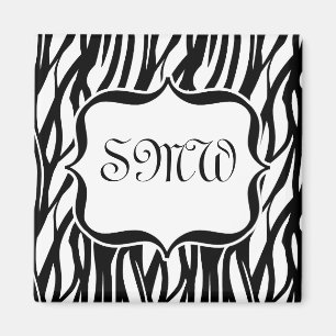 Aimant Monogramme noir/blanc de zèbre