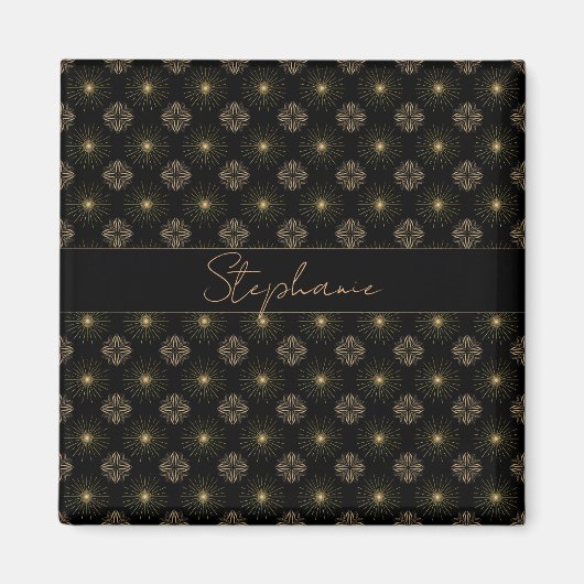 Aimant Monogramme Noir Et Or Moderne (Devant)