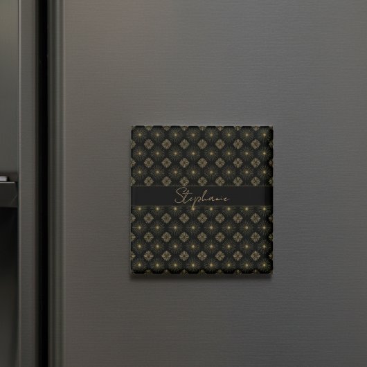 Aimant Monogramme Noir Et Or Moderne