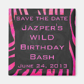 Aimant Monogramme noir et rose chaud Zebra Design (Devant)