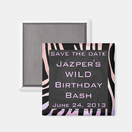 Aimant Monogramme noir et rose Zebra (Recto/Verso)