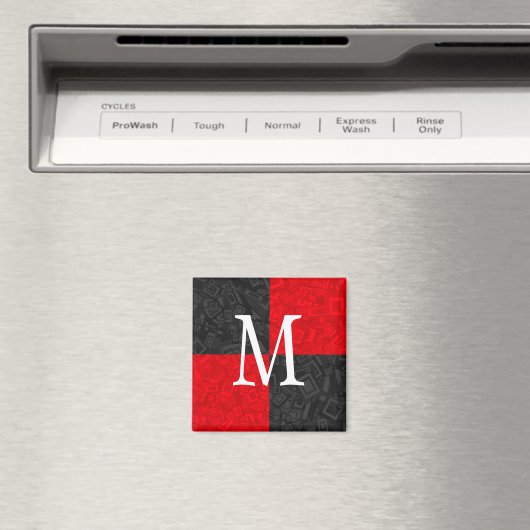 Aimant Monogramme Noir et rouge Conception de bloc 2 pouc (In Situ (Lave-vaisselle))