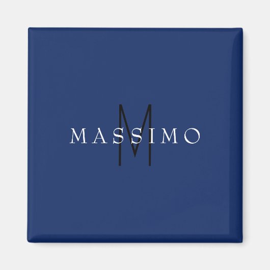 Aimant Monogramme Noir Professionnel Bleu Votre Nom (Devant)