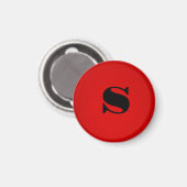 Aimant Monogramme noir rouge élégant professionnel initia (Recto/Verso)