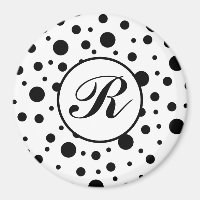 Monogramme noir sur blanc Polka Motif point