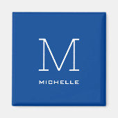 Aimant Monogramme Nom initial Bleu profond Unique Minimal (Devant)
