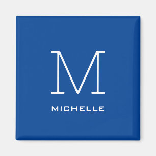 Aimant Monogramme Nom initial Bleu profond Unique Minimal