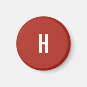 Aimant Monogramme Nom Initiales Minimaliste Brique Rouge