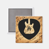 Aimant Monogramme Onde Sonore Guitare Rock and Roll Vinta (Recto/Verso)