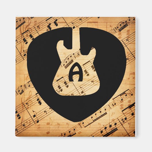 Aimant Monogramme Onde Sonore Guitare Rock and Roll Vinta (Devant)