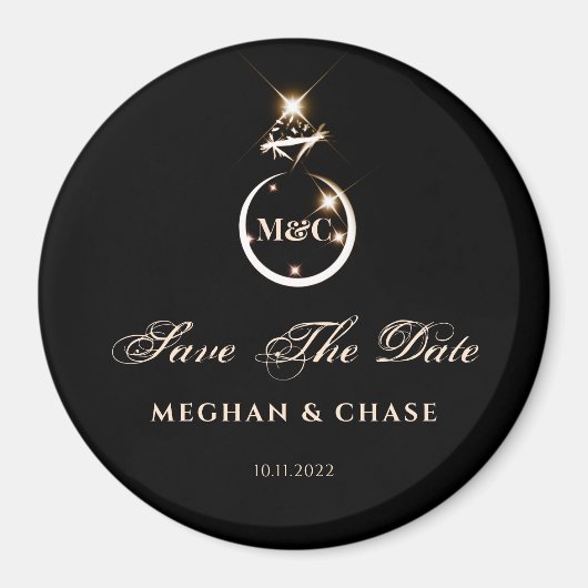 Aimant Monogramme Or Anneau Diamond Mariage Enregistrer L (Devant)