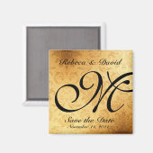 Aimant Monogramme or vintage Enregistrer la date (Recto/Verso)
