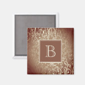 Aimant Monogramme Orange Élégant (Recto/Verso)