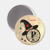 Aimant Monogramme P Halloween Ciel Sorcière Araignées Nom (Recto/Verso)