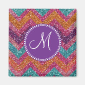Aimant Monogramme Parties scintillant Chevron rose violet (Devant)