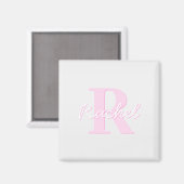 Aimant Monogramme personnalisable | Ombre rose et gris (Recto/Verso)