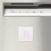 Aimant Monogramme personnalisable | Ombre rose et gris (In Situ (Lave-vaisselle))