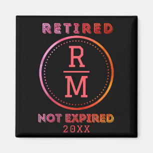 Aimant Monogramme personnalisé Date de retraite Privilégi