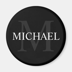 Aimant Monogramme personnalisé et nom noir