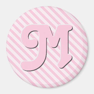 Aimant Monogramme personnalisé Fleurs diagonales Bandes r