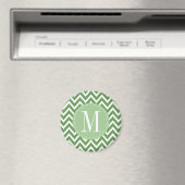 Aimant Monogramme personnalisé Green Chevron (In Situ (Lave-vaisselle))
