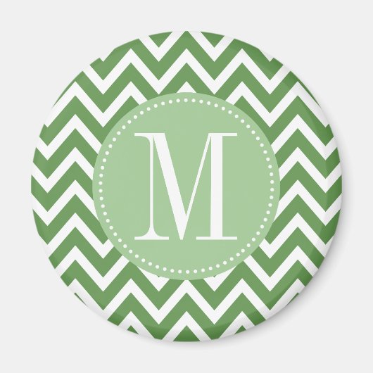 Aimant Monogramme personnalisé Green Chevron (Devant)