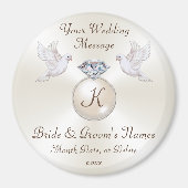 Aimant Monogramme Personnalisé, Mariage Favorisant le vra (Devant)