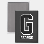 Aimant Monogramme personnalisé noir et blanc (Recto/Verso)