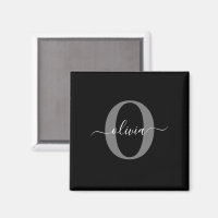 Monogramme personnalisé Nom de script noir blanc g