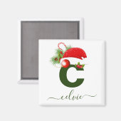 Aimant Monogramme personnalisé simple Noël (Recto/Verso)