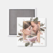 Aimant Monogramme photo encadré simple Botanique (Recto/Verso)