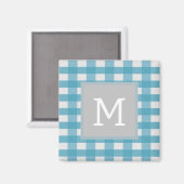 Aimant Monogramme Plaid Buffalo Bleu (Recto/Verso)