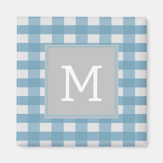 Aimant Monogramme Plaid Buffalo Bleu (Devant)